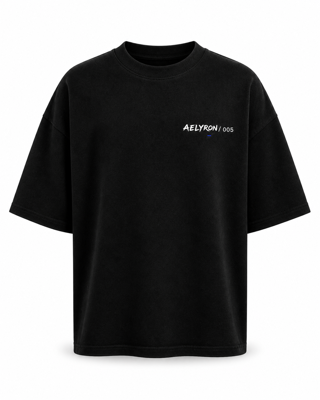 ANXIÉTÉ 005 — vue de face du t-shirt oversize graphique AELYRON
