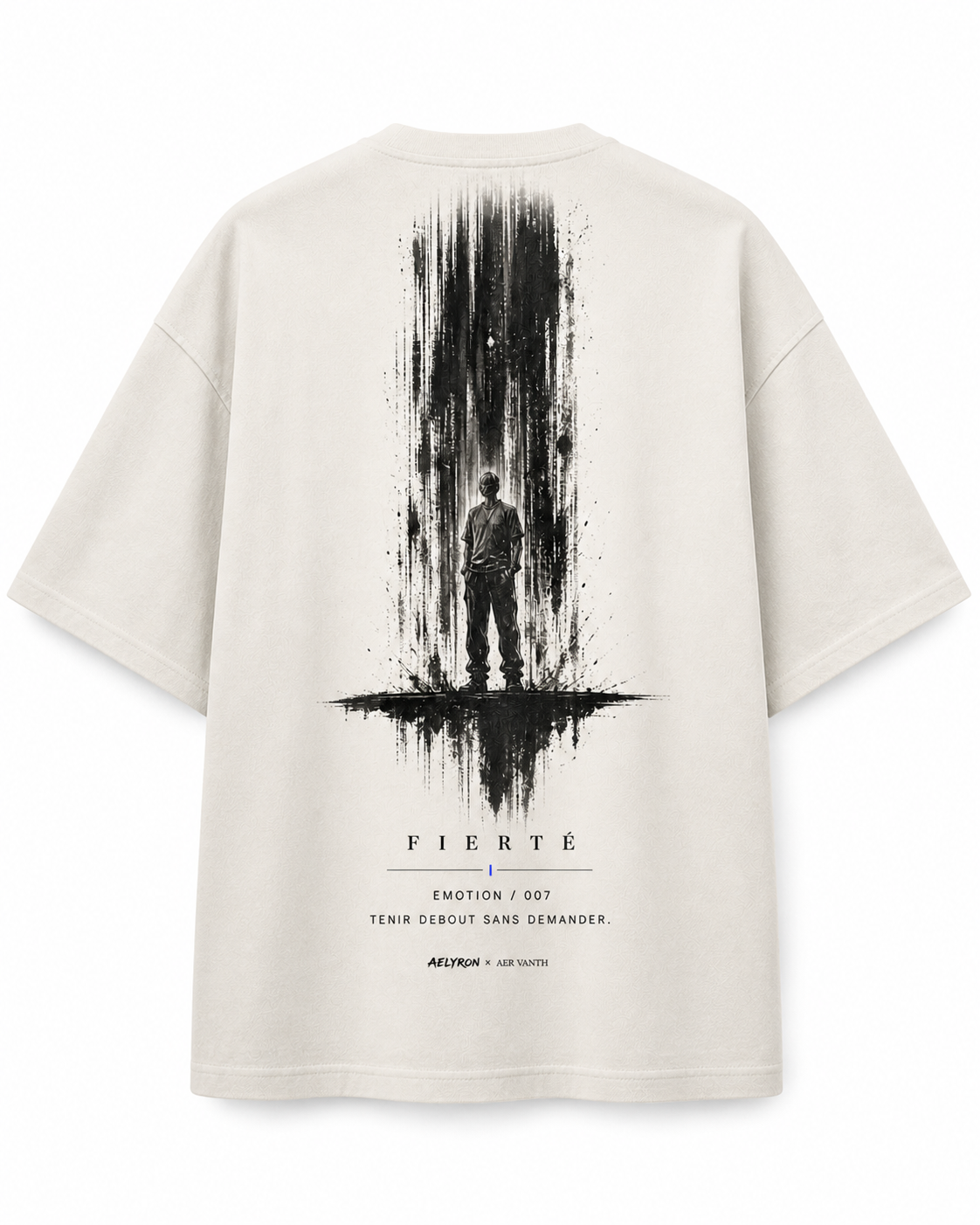 FIERTÉ 007 — vue de dos du t-shirt oversize graphique AELYRON