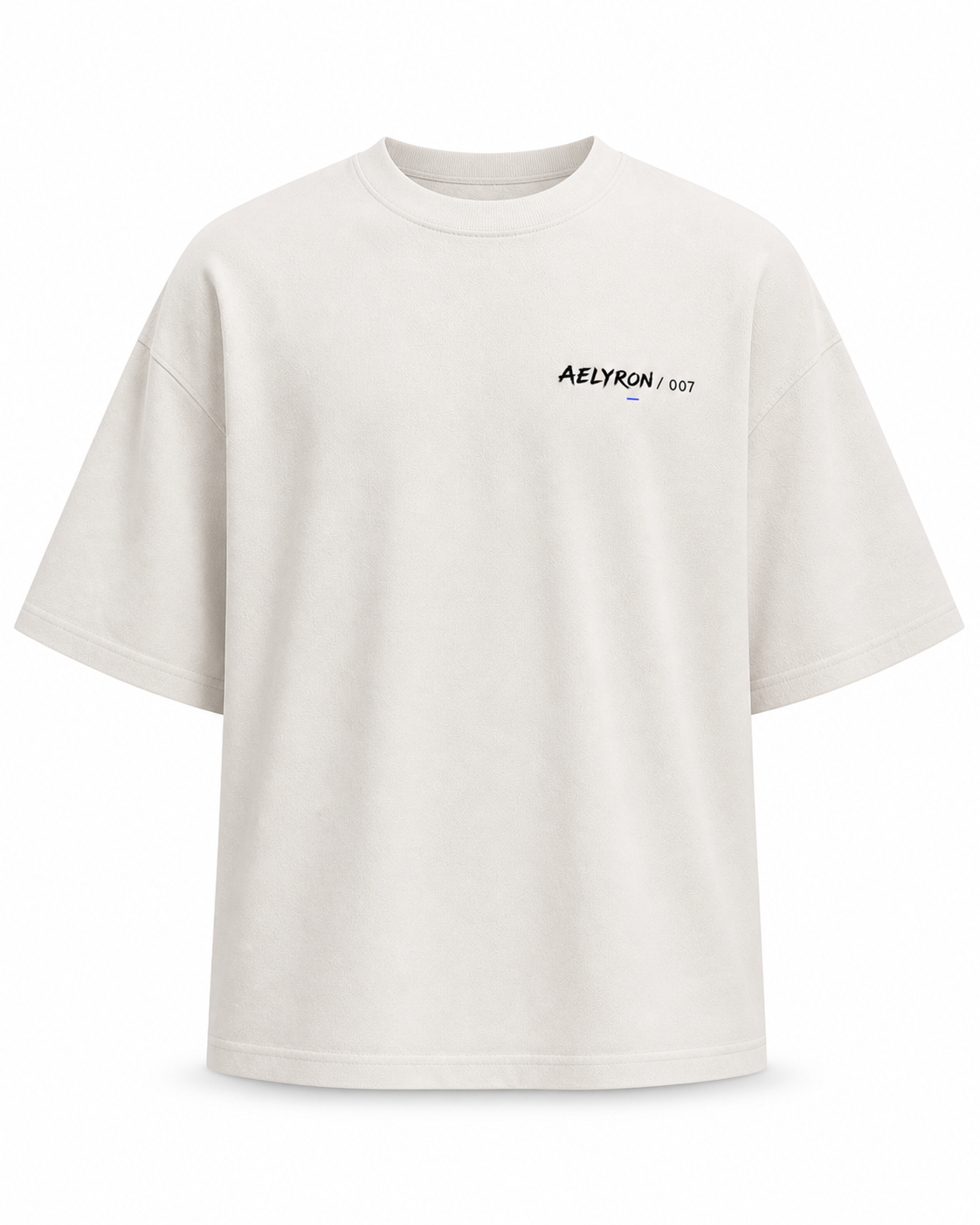 FIERTÉ 007 — vue de face du t-shirt oversize graphique AELYRON