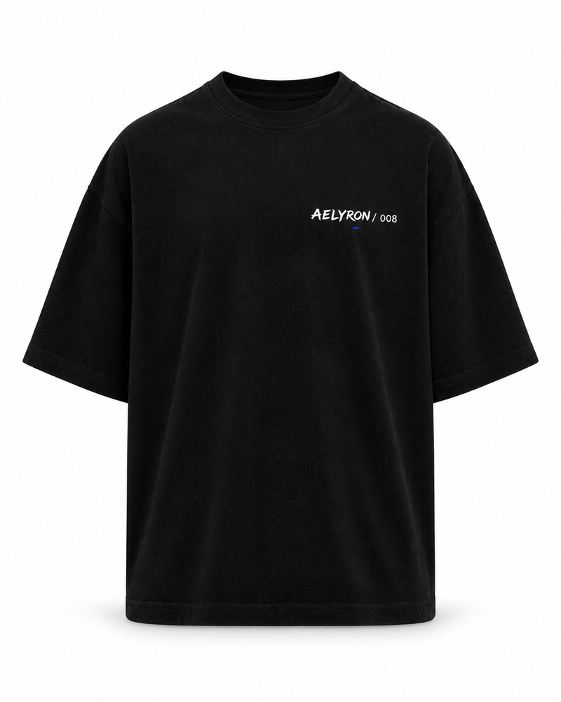 LIBERTÉ 008 — vue de face du t-shirt oversize graphique AELYRON